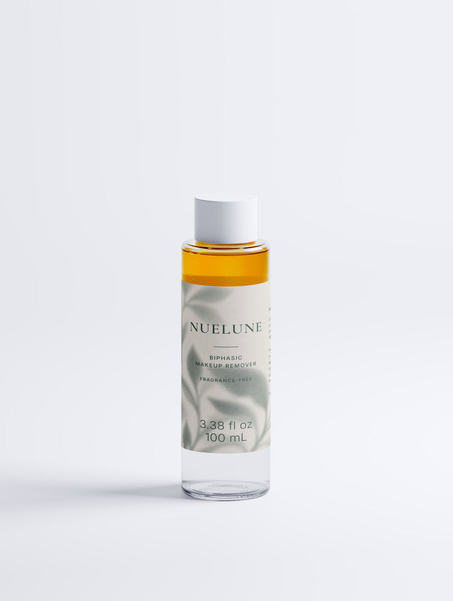 Nuelune The Makeup Remover, fragrance-free two-phase remover, bottle and box