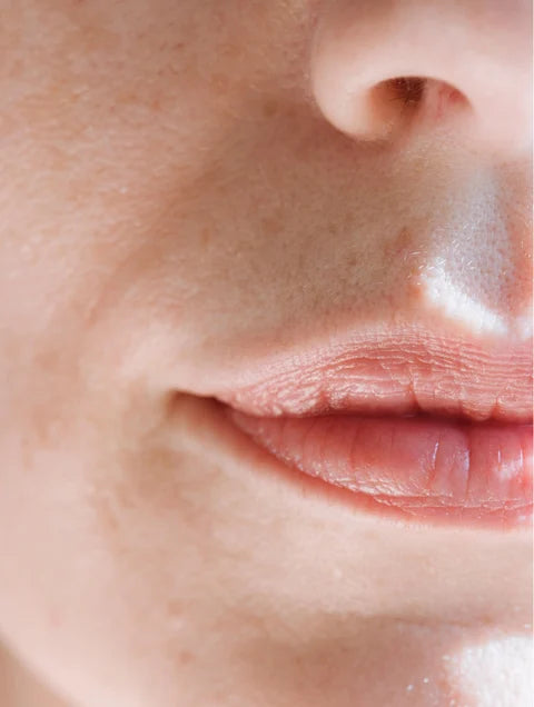 Close-up of natural skin around the mouth